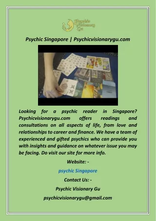 Psychic Singapore  Psychicvisionarygu