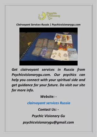 Clairvoyant Services Russia  Psychicvisionarygu