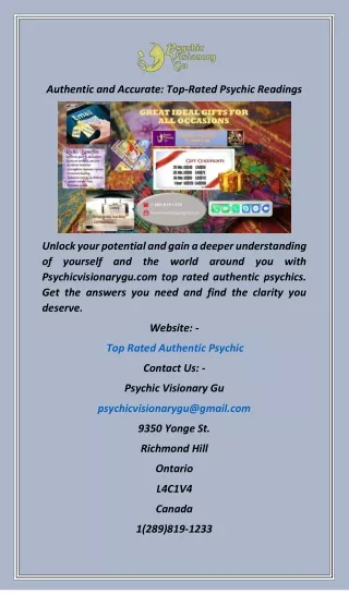Authentic and Accurate TopRated Psychic Readings