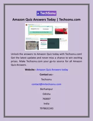 Amazon Quiz Answers Today  Techsonu