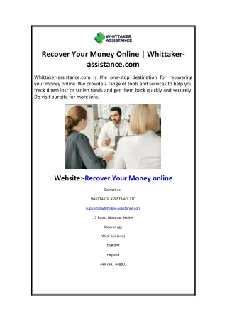 Recover Your Money Online  Whittaker-assistance.com