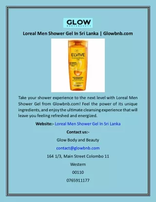 Loreal Men Shower Gel In Sri Lanka  Glowbnb