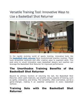 Versatile Training Tool: Innovative Ways to Use a Basketball Shot Returner