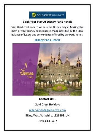 Book Your Stay At Disney Paris Hotels