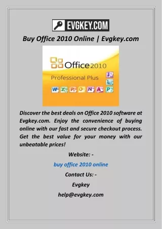 Buy Office 2010 Online  Evgkey