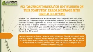 The best ever method to fix QBCFMonitorService Not Running On This Computer