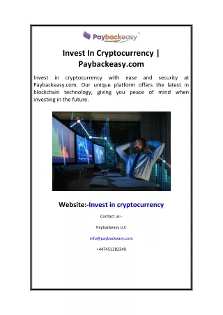 Invest In Cryptocurrency  Paybackeasy.com