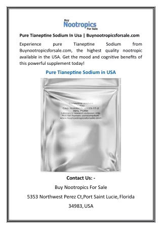 Pure Tianeptine Sodium In Usa