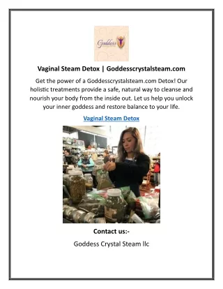 Vaginal Steam Detox  Goddesscrystalsteam.com