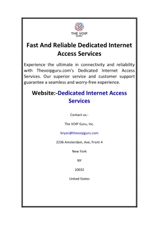 Fast And Reliable Dedicated Internet Access Services