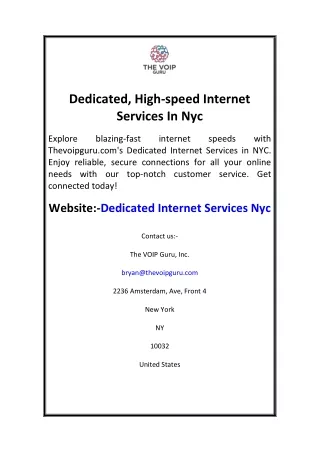 Dedicated, High-speed Internet Services In Nyc