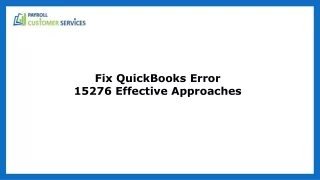 Common Reasons Behind QuickBooks Error 15276 and Their Fixes