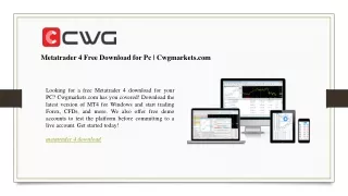 Metatrader 4 Free Download for Pc  Cwgmarkets.com