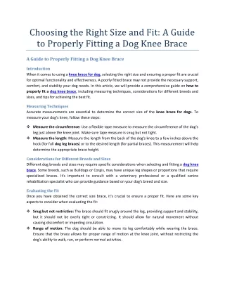 A Guide to Properly Fitting a Dog Knee Brace