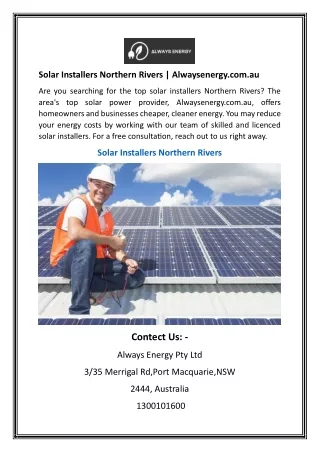 Solar Installers Northern Rivers