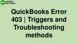 A Quick Way To Fix QuickBooks error 403