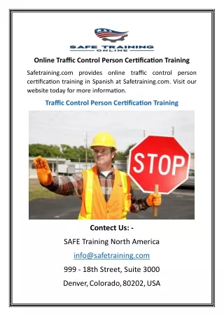 Online Traffic Control Person Certification Training