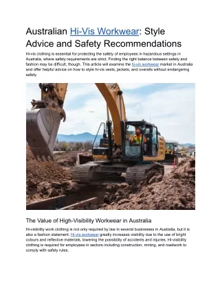 Australian Hi-Vis Workwear - Style Advice and Safety Recommendations