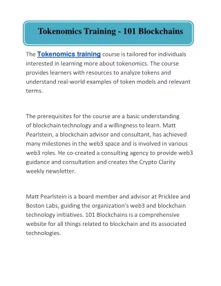 Tokenomics Courses