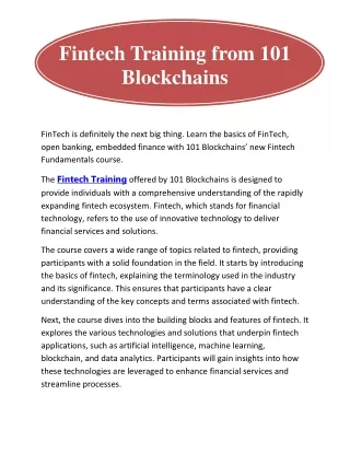 Fintech training