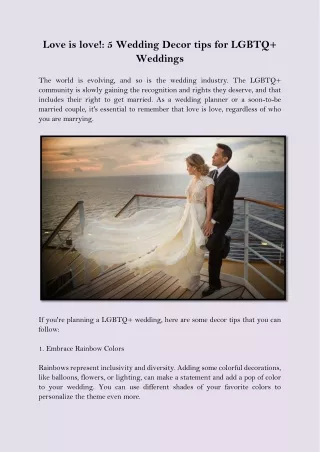 Love is love! 5 Wedding Decor tips for LGBTQ  Weddings