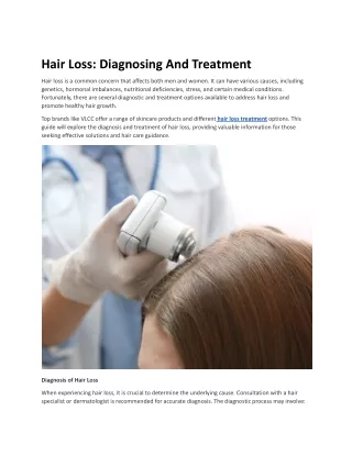 Hair Loss: Diagnosing And Treatment