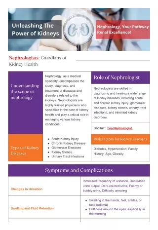 Unleashing The Power of Kidneys - Nephrology, Your Pathway to Renal Excellence!