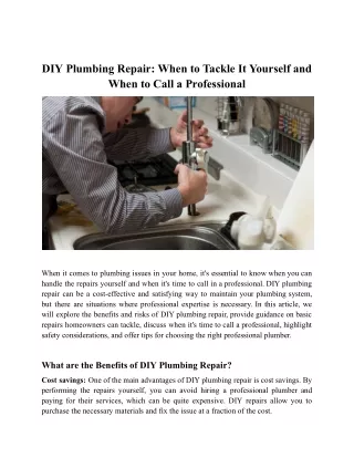 DIY Plumbing Repair Expert Tips & Techniques