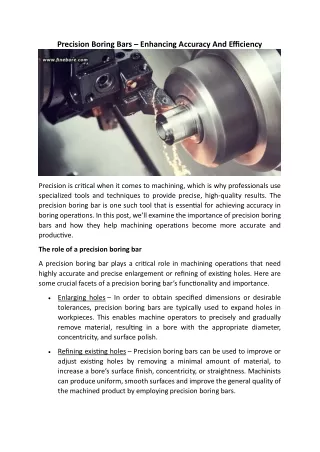 Precision Boring Bars – Enhancing Accuracy And Efficiency