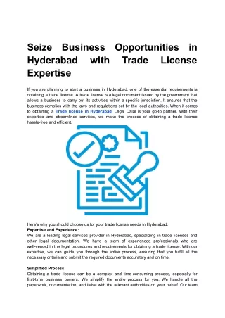 Seize Business Opportunities in Hyderabad with Trade License Expertise