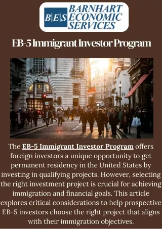 Secure Your Future With The EB-5 Immigrant Investor Program