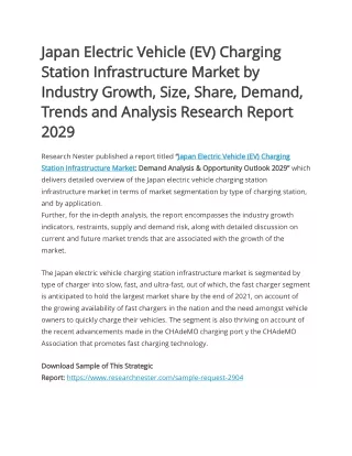 Japan Electric Vehicle (EV) Charging Station Infrastructure Market | 2029