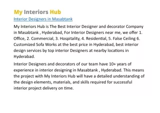 Interior Designers in Masabtank