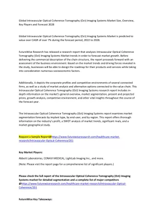 Global Intravascular Optical Coherence Tomography (Oct) Imaging Systems Market