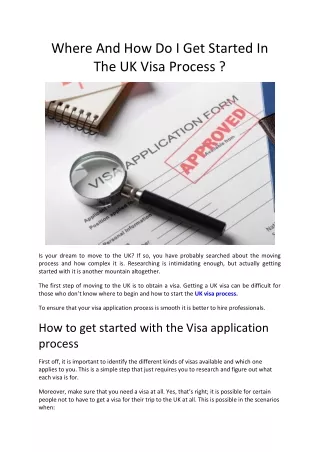 Where And How Do I Get Started In The UK Visa Process