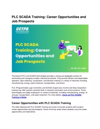 PLC SCADA Training_ Career Opportunities and Job Prospects