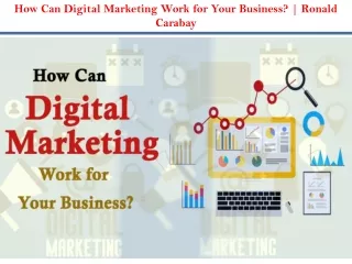 How Can Digital Marketing Work for Your Business? | Ronald Carabay