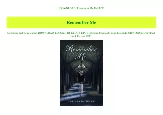 [DOWNLOAD] Remember Me Full PDF