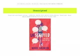 [D.O.W.N.L.O.A.D] [R.E.A.D] Unscripted PDF EBOOK DOWNLOAD