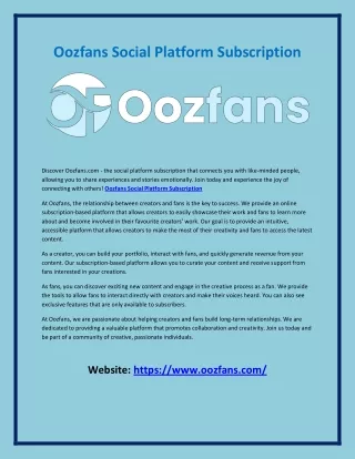 Oozfans Social Platform Subscription