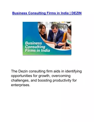 Business Consulting Firms in India| DEZIN