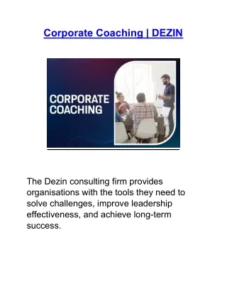 Corporate Coaching | DEZIN