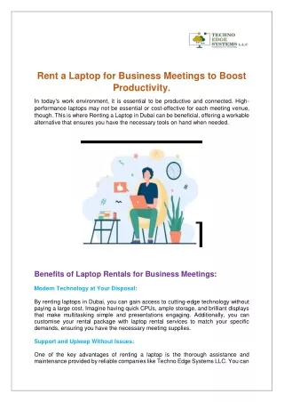 Rent a Laptop for Business Meetings to Boost Productivity