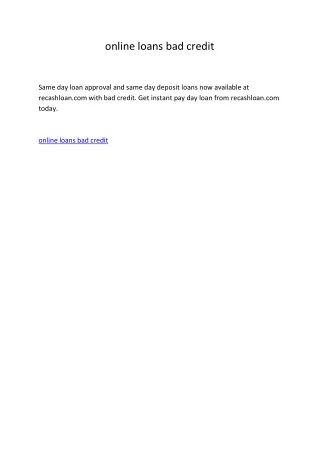 online loans bad credit