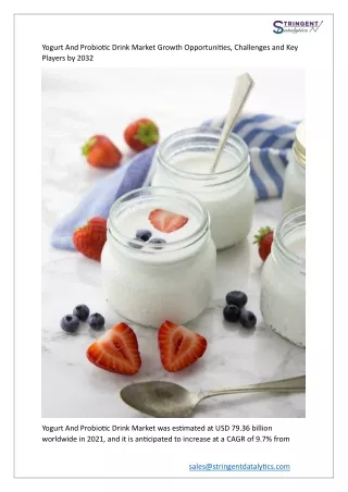 Yogurt And Probiotic Drink Market Growth Opportunities, Challenges & Key Players