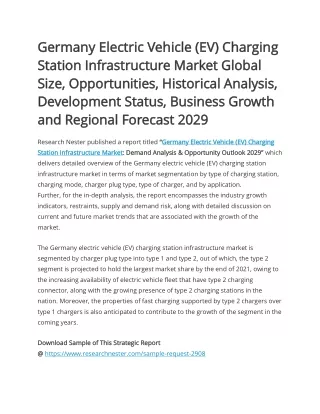 Germany Electric Vehicle (EV) Charging Station Infrastructure Market | 2029