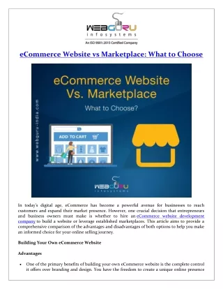 eCommerce Website vs Marketplace: What to Choose