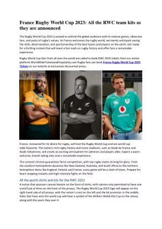 France Rugby World Cup 2023 All the RWC team kits as they are announced