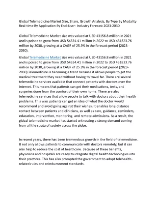 Global Telemedicine Market Size