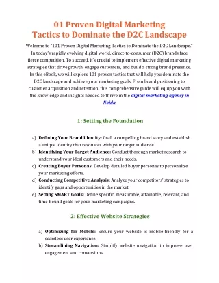 101 Proven Digital Marketing Tactics to Dominate the D2C Landscape